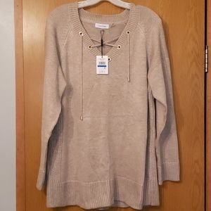 NWT Calvin Klein lace up sweater